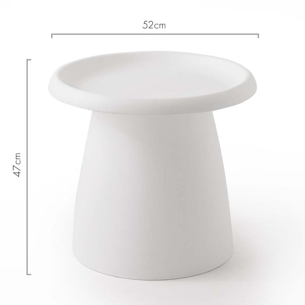 Artissin Coffee Table Mushroom Nordic Round Small Side 50Cm White