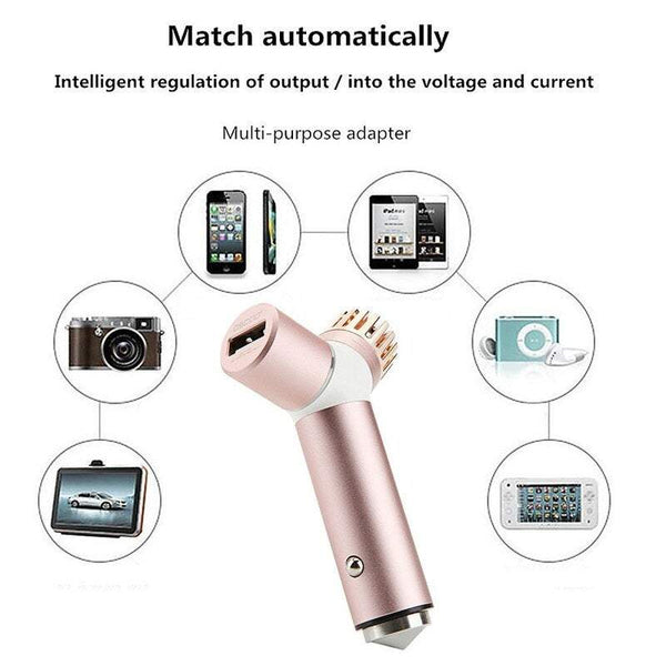 Car Chargers Air Purifier Usb Quick 3.0 2.0 Mobile Phone Fast For Samsung Xiaomi Tablet Safety Hammer Gold