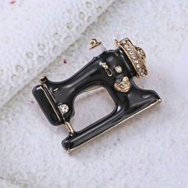 Alloy Brooch Oil Drawing Sewing Machine Black