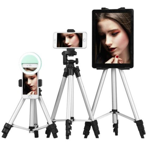 Aluminum Alloy Lightweight Tripod With Smartphone Clip For Slr / Dslr Camera And Phone Silver