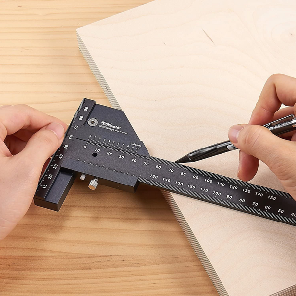 Aluminum Alloy Scale Metric Measure Scribing Ruler Woodworking Marking Tool