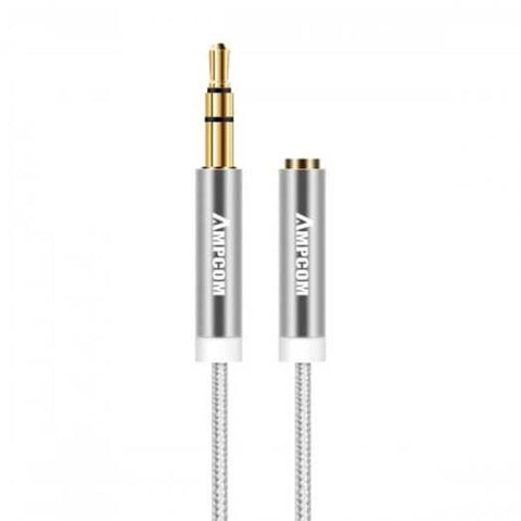 3.5Mm Male To Female Audio Cable Copper Shell Auxiliary 1M Silver