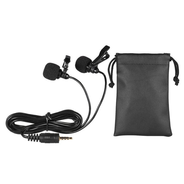 150Cm Cellphone Smartphone Mini Dual Headed Omni Directional Mic Microphone With Collar Clip For Ipad Iphone5 6S Plus Smartphones
