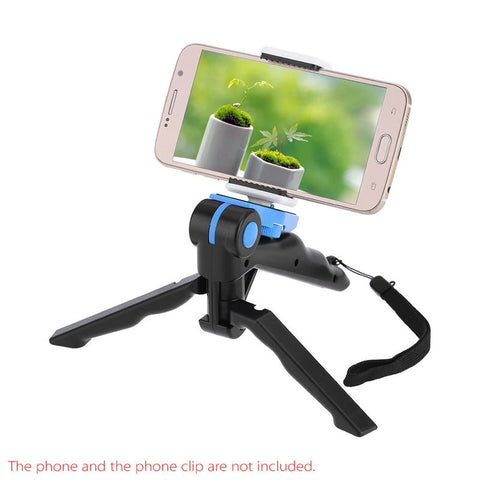 2In1 Mini Portable Folding Table Top Tripod Stand Handheld Grip For Gopro Hero 4 3 Dc Dslr Slr Camera Smartphone Blau