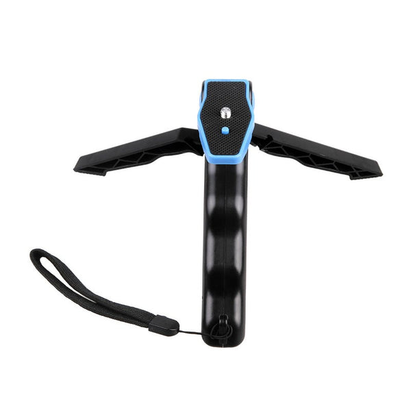 2In1 Mini Portable Folding Table Top Tripod Stand Handheld Grip For Gopro Hero 4 3 Dc Dslr Slr Camera Smartphone Blau