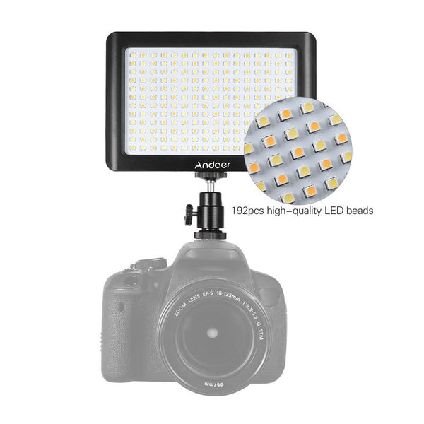 Mini Portable Dimmable Studio Video Photography Led Light Panel Lamp 3200K 6000K 192Pcs Beads For Canon Nikon Dslr Camera Dv Camcorder Black