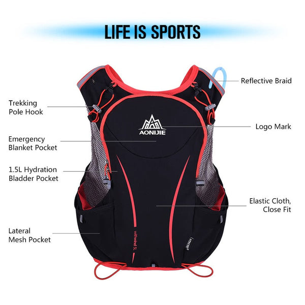 5L Outdoor Sport Running Vest Backpack Women Men Hydration Pack For 1.5L Water Bag Cycling Hiking