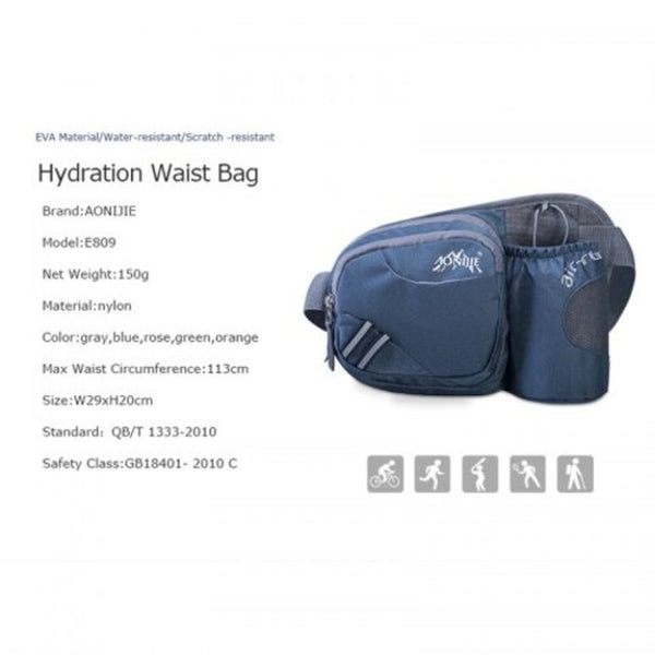 E809 Hydration Fanny Pack Waist Bag Running Belt Water Bottle Holder Jogging Marathon Orange No
