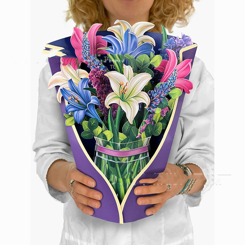 Three-Dimensional Handheld Flower Bundle Greeting Card