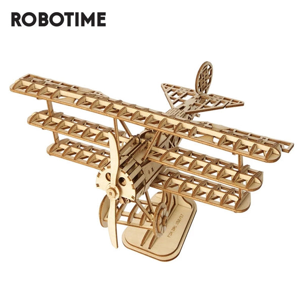 Robotime Airplane Model 3D Laser Cutting Wooden Puzzle Assembly Toy For Kids