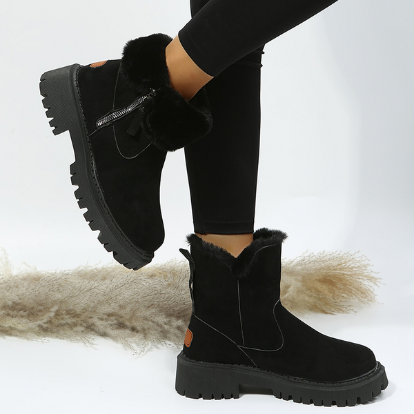 Thick Plush Snow Boots Women Faux Suede Non-Slip Winter Shoes