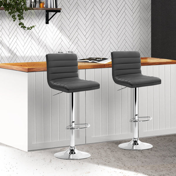 Artiss Set Of 2 Bar Stools Kitchen Dining Chairs Grey