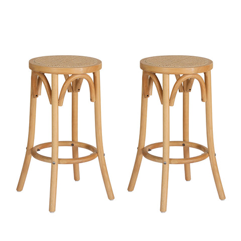 Artiss X2 Bar Stools Wooden Counter Chair Kitchen Barstools Rattan Seat