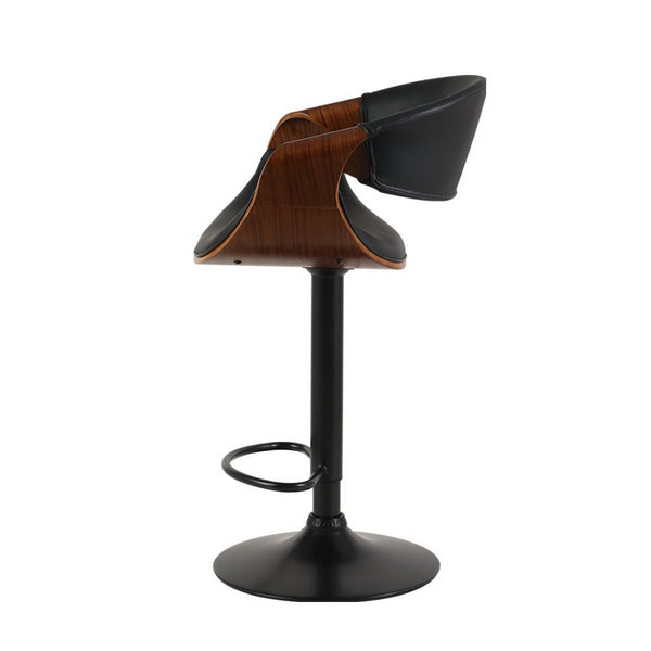 Artiss Bar Stools Swivel Chair Kitchen Gas Lift Wooden Leather Black