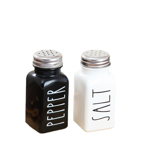 White And Black Salt Pepper Shakers Seasoning Bottles