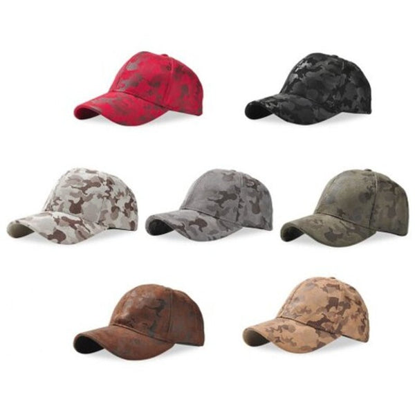 Baseball Cap Men Women Suede Camouflage Adjustable Hat Dark Gray