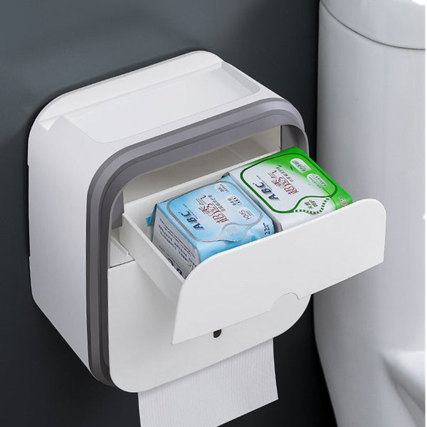 Bathroom Accessories Portable Plastic Toilet Paper Holder For Waterproof Roll Double Layer Storage Box