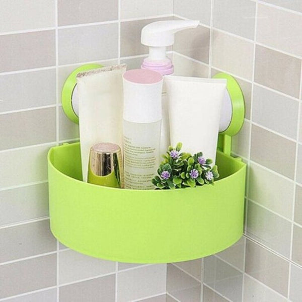 Bathroom Plastic Suction Cup Corner Storage Rack Organizer Shower Shelf Green Yellow