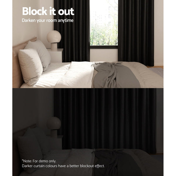 Artiss 2X Blockout Curtains Blackout Window Eyelet 140X230cm