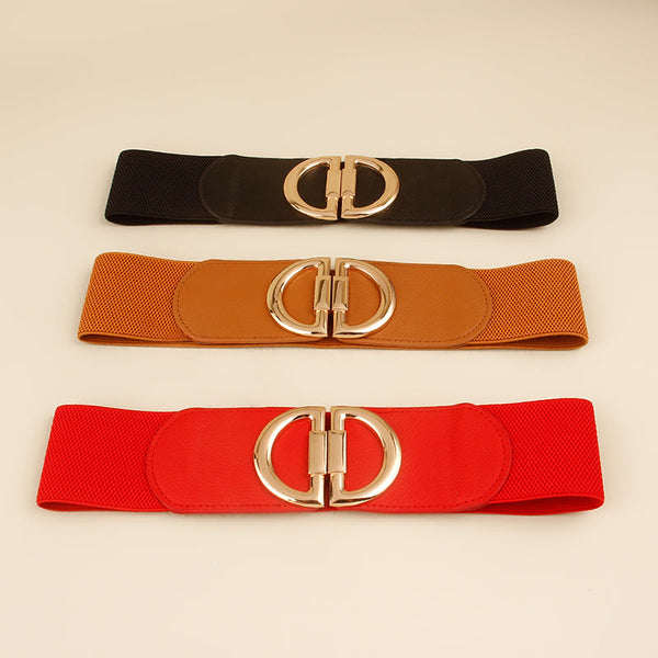 Retro D Word Buckle Elastic Belt Waist Seal Product Information Style Material