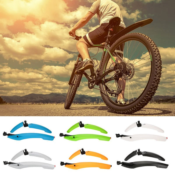 Bicycle Fender Mtb Mountain Bike Cycling Front Rear Led Mudguard Set Durable Guards With Tail Light Black