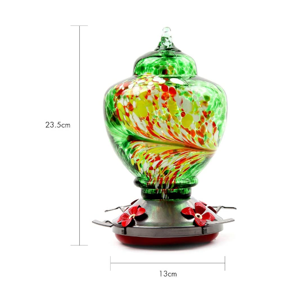 Hummingbird Feeder With Perch Hanging Feeding Port Stained Glass