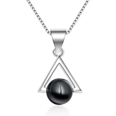 Black Agate Simple Elegant Triangular Necklace Pendant 211Cm