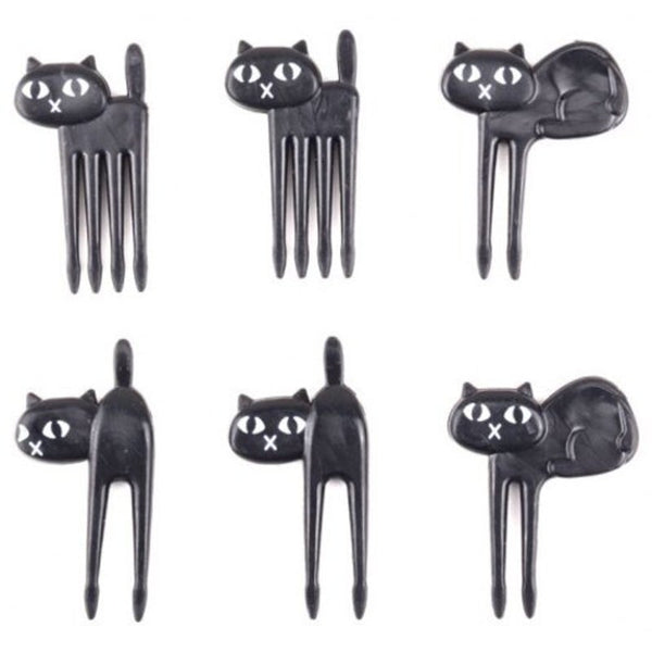 Black Cat Style Fruit Fork 6Pcs