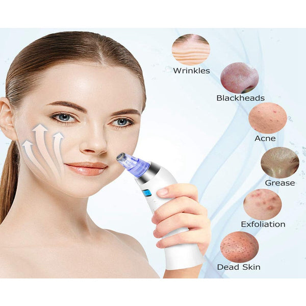 Blackhead Acne Vacuum Cleaner Usb Rechargeable Led Display Electric Suction Facial Removal Tool With 4 Probes