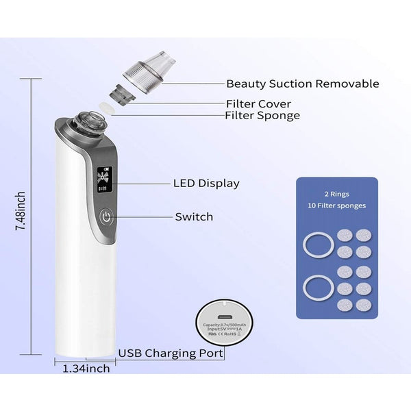 Electric Suction Rechargeable Vacuum Blackhead Remover Facial Cleaner Skin Care