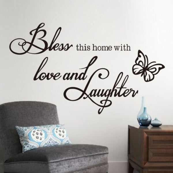 Butterfly Proverbs Removable Love And Laugh Decoration Wall Sticker Bedroom
