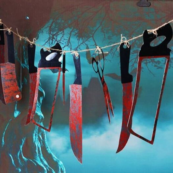 Blood Knife String Horror Halloween Decoration 12Pcs Red