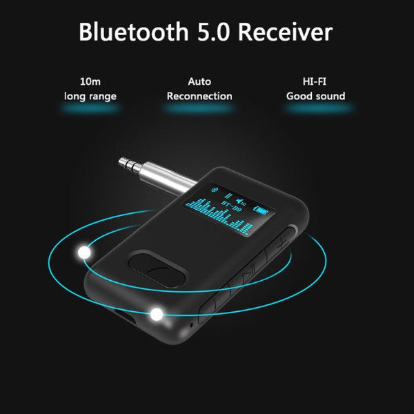 Bluetooth 5.0 Receiver Lcd Display Screen Wireless Audio Adapter Car Transmitter