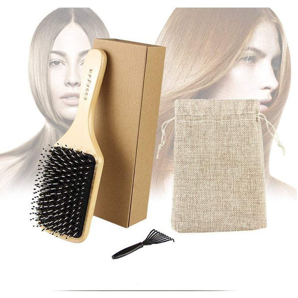 Hair Brushes Combs Boar Bristle Hairbrush With Combing Pins Wooden Board Suitable For Women And Men Reduce Frizz Dryness Restore Natural Luster