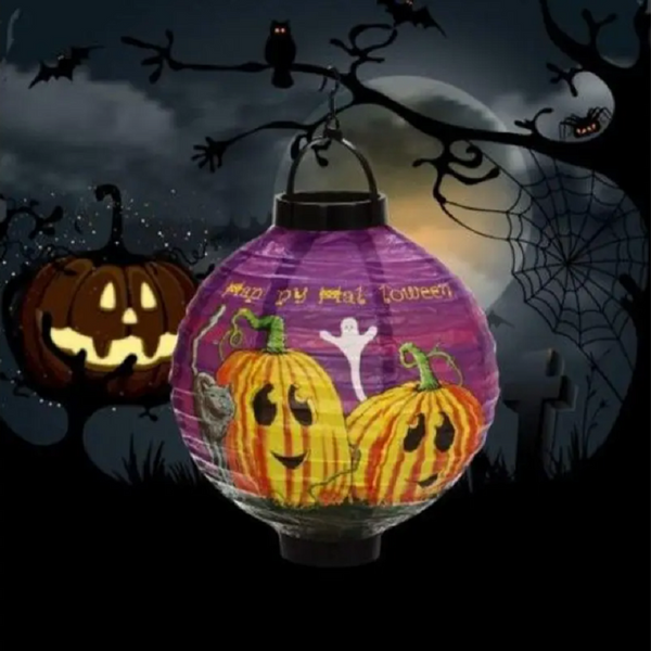 Led Halloween Paper Lantern Aaa Battery Operated White Light Witch
