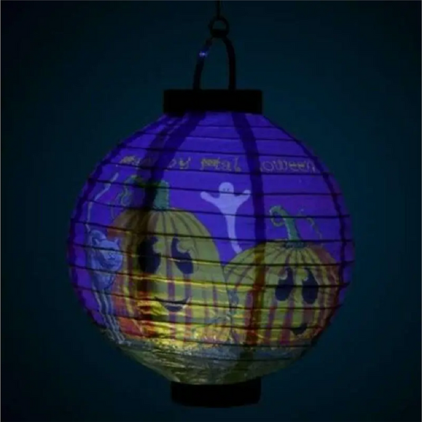 Led Halloween Paper Lantern Aaa Battery Operated White Light Witch