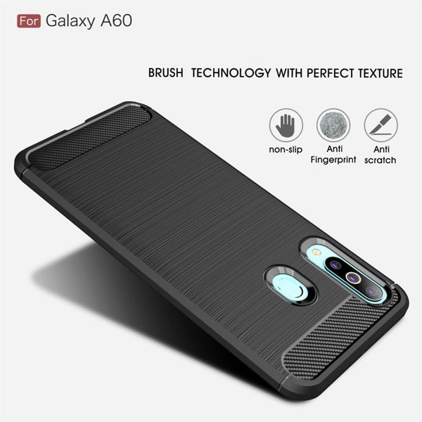 Brushed Texture Carbon Fiber Tpu Case For Galaxy A60navy Blue