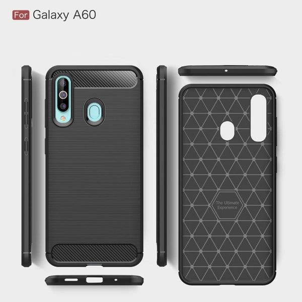 Brushed Texture Carbon Fiber Tpu Case For Galaxy A60navy Blue