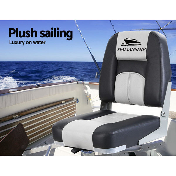 Seamanship 2X Folding Boat Seats Marine Seating Set Swivels All Weather