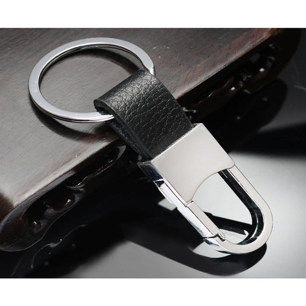 Men's Metal Leather Car Keychain Creative Small Gifts Event Giveaways Black