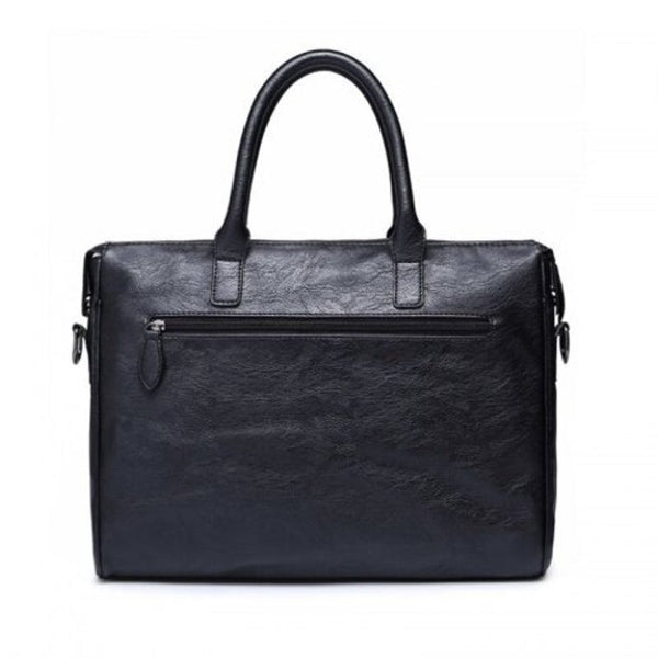 Men's Leather Briefcase Business Office Laptop Bag Casual Shoulder Handbag Black
