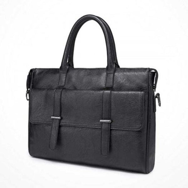 Men's Leather Briefcase Business Office Laptop Bag Casual Shoulder Handbag Black