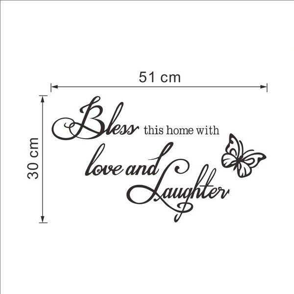 Butterfly Proverbs Removable Love And Laugh Decoration Wall Sticker Bedroom