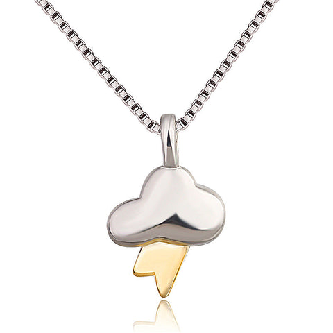 Gold Plated Color-Separated Lightning Pendant Necklace