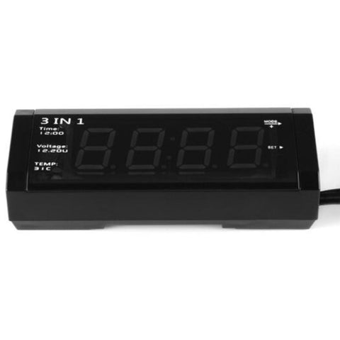 Car Auto Digital Led Time Voltmeter Thermometer Electronic Clock Module Black
