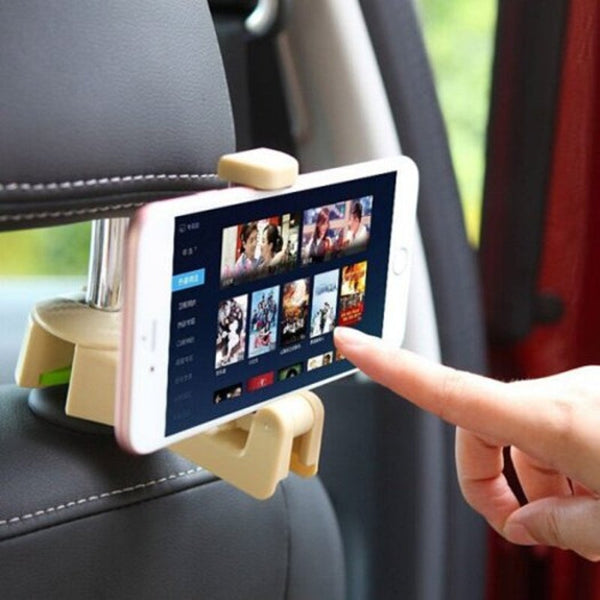 Car Headrest Hook Smartphone Holder Seat Back Hanger Beige
