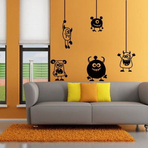 Cartoon Animals Wall Sticker For Kids Room Decration Black