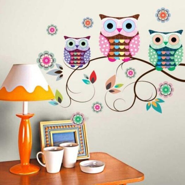 Cartoon Owls Decorative Wall Stickers For Kids Room Colorful
