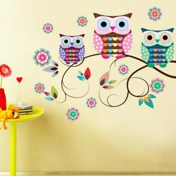 Cartoon Owls Decorative Wall Stickers For Kids Room Colorful