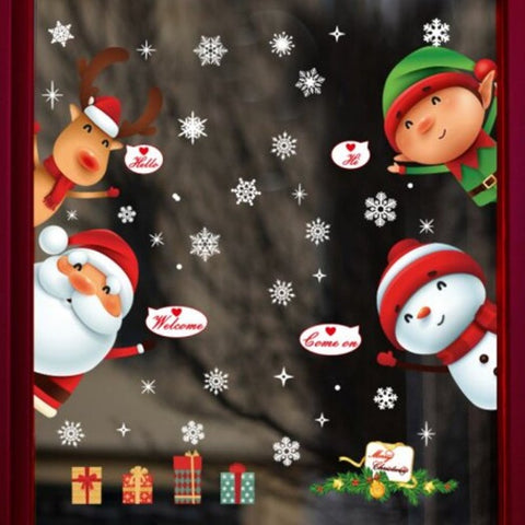 Cartoon Santa Claus Wall Stickers Multi